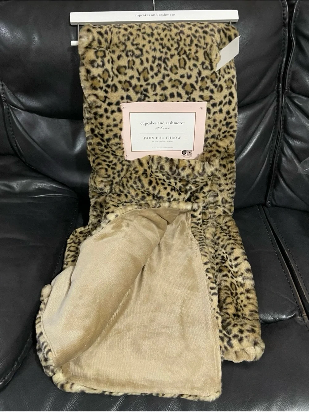 Cupcakes and Cashmere Faux Fur Throw Leopard